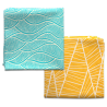 4 furoshikis : Ondes Turquoise, Forêt or, Nuit Bleu et Pétales Framboise