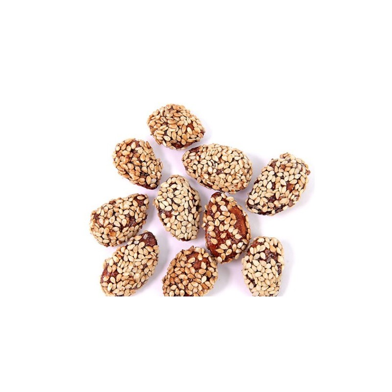 Amandes pralinées au miel et enrobées de graines de sésame - 100gr - bio